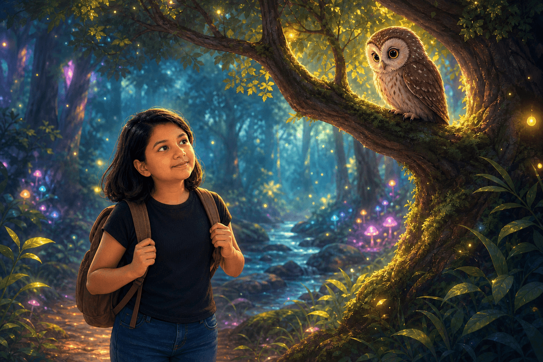 Fairytale-style personalized story illustration